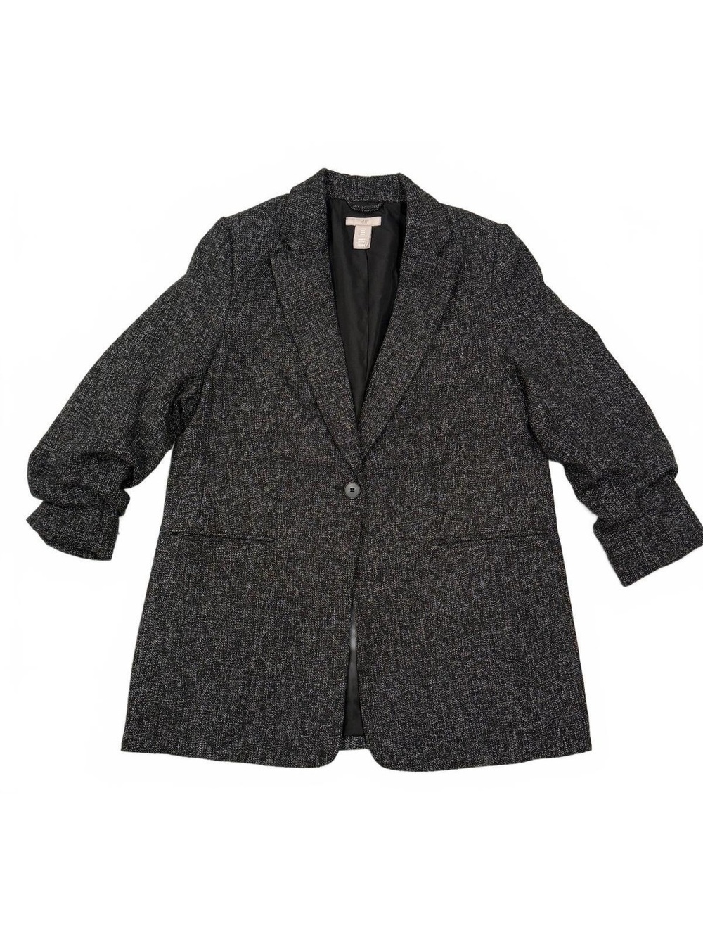H&M Women's Gray Textured Single-Button Blazer Jacket Medium